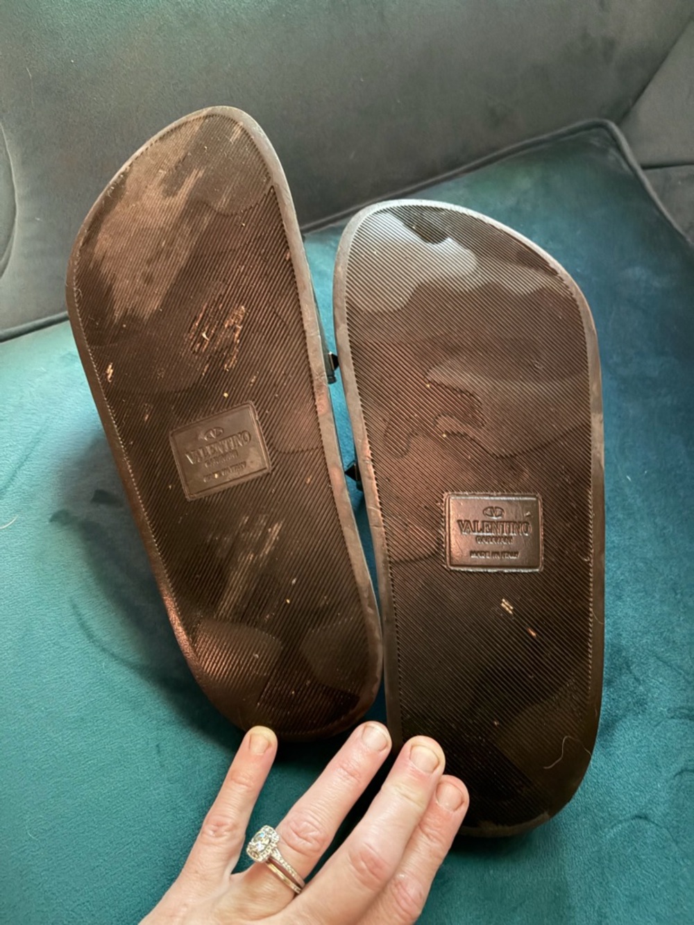 Valentino Garavani Black Studded Slide Sandals - Picture 2 of 2